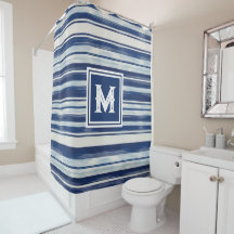 Blauw-wit gestreept monogram