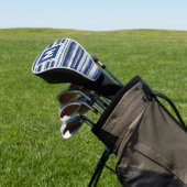 Blauw-wit gestreept monogram golfheadcover (Insitu)