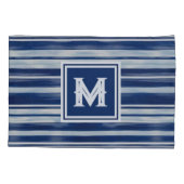 Blauw-wit gestreept monogram kussensloop (Achterkant)