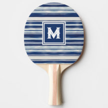 Blauw-wit gestreept monogram