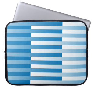 Blauw Wit Gestreept patroon Laptop Sleeve
