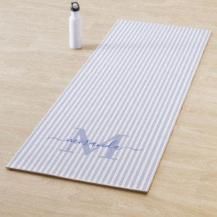 Blauw & Wit Gestreepte Monogramnaam Yogamat