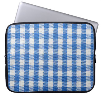 Blauw-wit gevoerde eetkleren. laptop sleeve