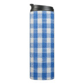 Blauw-wit gevoerde eetkleren. thermosbeker (Geroteerd rechts)