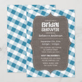 Blauw & Wit Gingham Canvas Vrijgezellenfeest Kaart (Voorkant / Achterkant)