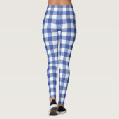 Blauw & Wit Gingham Checker Controles Geplaatst Leggings (Achterkant)