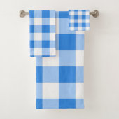 Blauw & Wit Gingham geruite geruite patroon Bad Handdoek (Insitu)