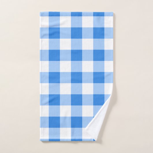 Blauw & Wit Gingham geruite geruite patroon Bad Handdoek (Handdoek)