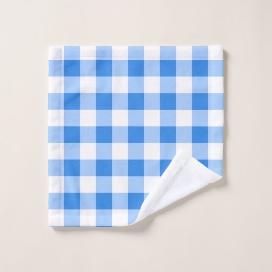 Blauw & Wit Gingham geruite geruite patroon Bad Handdoek (Wasdoekje)