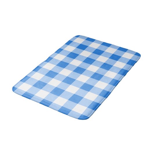 Blauw & Wit Gingham geruite geruite patroon Badmat (Gekanteld)