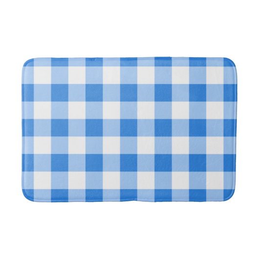 Blauw & Wit Gingham geruite geruite patroon Badmat (Voorkant)