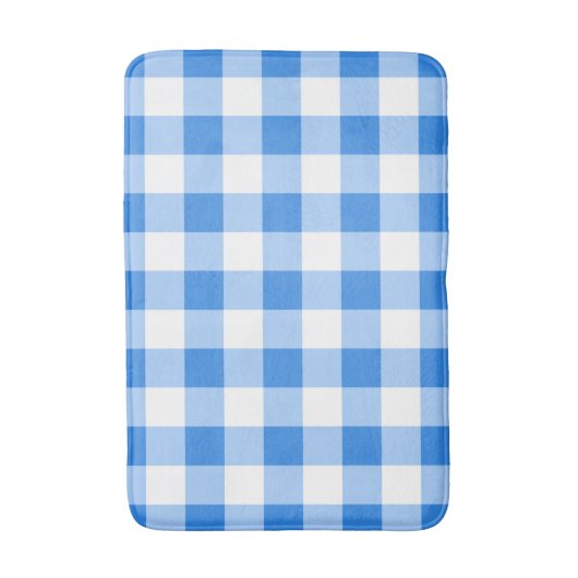 Blauw & Wit Gingham geruite geruite patroon Badmat (Voorkant Verticaal)