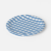 Blauw wit gingham papier bord (Gekanteld)