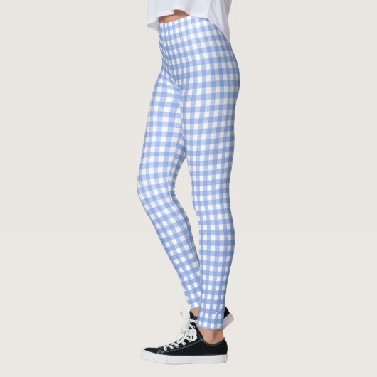 blauw-wit gingham patroon leggings (Links)