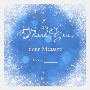 Blauw & Wit Glitter Assepoester Bedankt Vierkante Sticker