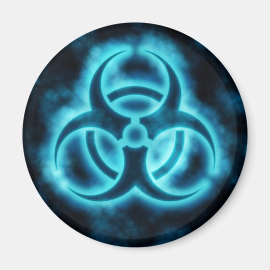 Blauw-wit Glow Biohazard Symbool Magnet Magneet (Voorkant)