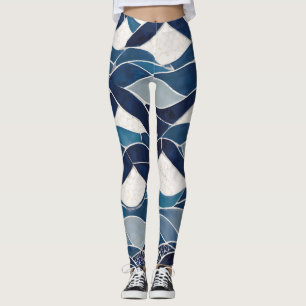Blauw wit golfpatroon 01 leggings