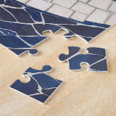 Blauw wit golfpatroon 04 legpuzzel (Zijkant)