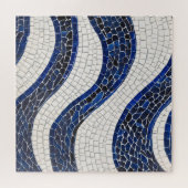 Blauw wit golfpatroon 04 legpuzzel (Horizontaal)