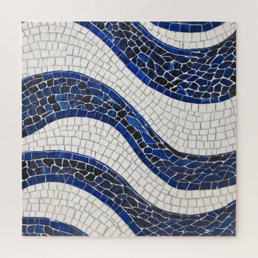 Blauw wit golfpatroon 04 legpuzzel (Verticaal)