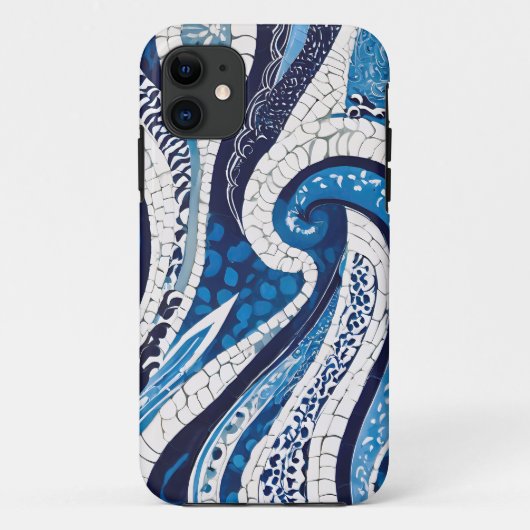 Blauw wit golfpatroon 05 Case-Mate iPhone case (Achterkant)