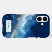 Blauw, Wit & Goud Abstract  Case-Mate iPhone Case (Achterkant (horizontaal))