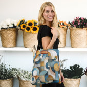 Blauw Wit Goud Abstracte geometrische kunst Draagtas