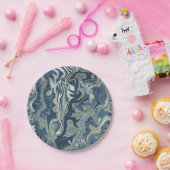 Blauw Wit Goud Chique Swirl Moderne Bruiloft Papieren Bordje (Feest)