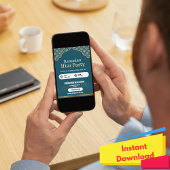 Blauw, Wit & Goud Ramadan Iftar Uitnodigingsposter Kaart