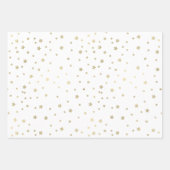 Blauw wit goud sterren verjaardag inpakpapier vel (Voorkant 3)