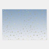 Blauw wit goud sterren verjaardag inpakpapier vel (Voorkant 2)