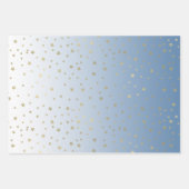 Blauw wit goud sterren verjaardag inpakpapier vel (Voorkant)