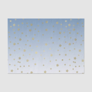 Blauw wit goud sterren verjaardag tissuepapier