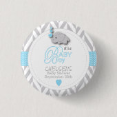 Blauw, wit grijs Baby shower Ronde Button 3,2 Cm (Voorkant)