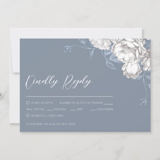  Blauw Wit & Grijs Bloemtekening (Voorkant)