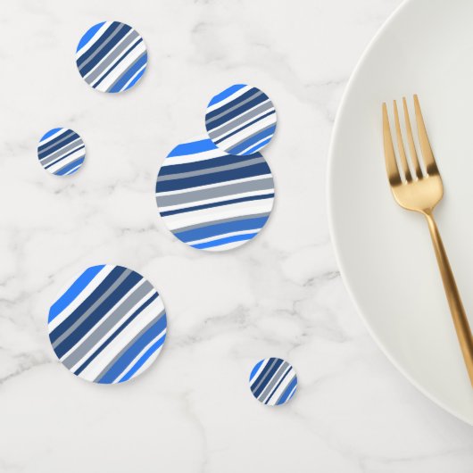 Blauw/Wit/Grijze Lijnen/Strepen Patroon Confetti (Groep)