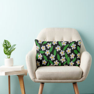 Blauw Wit Groen Bloemmotief Kussen