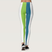 Blauw Wit Groen Verticale Strepen Leggings (Achterkant)