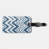 Blauw-wit Grunge Chevron Monogram Bagagelabel (Achterkant horizontaal)