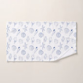 Blauw Wit Hand getrokken Sea Shells Beach Zomer Bad Handdoek (Handdoek)