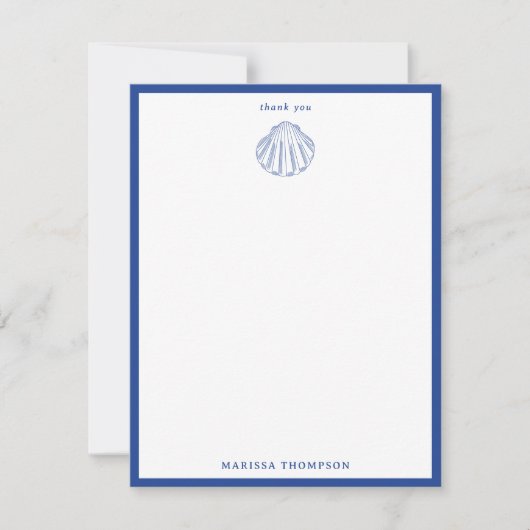 Blauw Wit Hand getrokken Sea Shells Beach Zomer Bedankkaart (Voorkant)