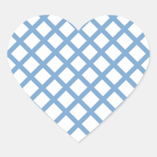 Blauw Wit Harlequin Diamond Stripe Patroon Hart Sticker