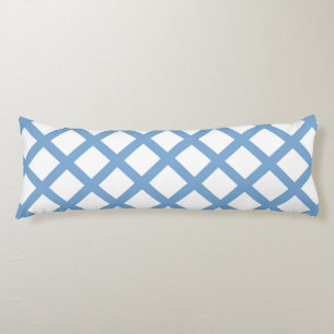 Blauw Wit Harlequin Diamond Stripe Patroon Lichaamskussen