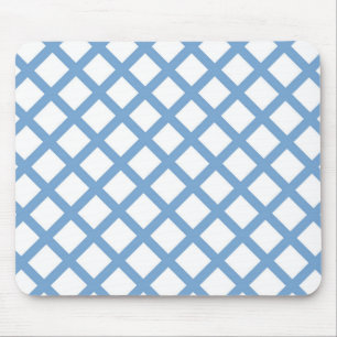 Blauw Wit Harlequin Diamond Stripe Patroon Muismat