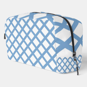 Blauw Wit Harlequin Diamond Stripe Patroon Toilet Toilettasje