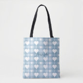 Blauw Wit Hart Canvas Canvas tas (Voorkant)