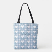 Blauw Wit Hart Canvas Canvas tas (Achterkant)