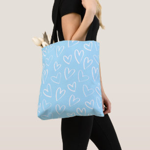 Blauw-wit hartpatroon draagtas