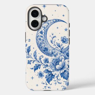Blauw & Wit Hemels Chinoiserie Halvemaan Motief iPhone 16 Hoesje