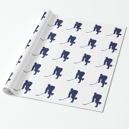 BLAUW-WIT HOCKEY CADEAUPAPIER (Uitgerold)